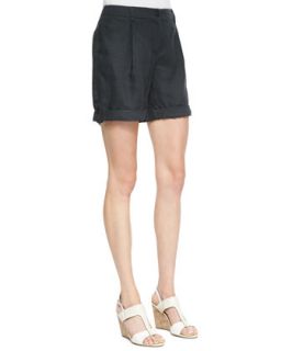 Womens Organic Linen City Shorts, Petite   Eileen Fisher   White (6P)
