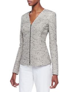 Womens Novelty Zip Front Jacket, Khaki   Lafayette 148 New York   Khaki mult