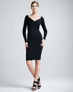 Womens Jersey V Neck Dress   Donna Karan   Black (MEDIUM)