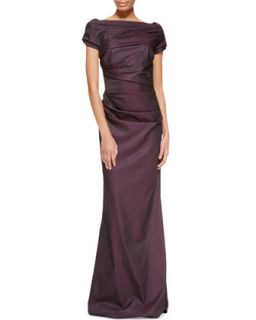 Womens Cap Sleeve Ruched Gown, Dark Purple   Escada   Purple (42)