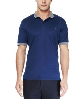 Mens Short Sleeve Logo Polo, Blue   Alexander McQueen   Blue (S/48)