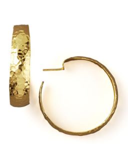 Hammered Hoop Earrings   Nest   Gold