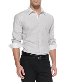 Mens Fine Stripe Sport Shirt, White/Gray   Star USA   White (XL)