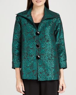Womens Pebble Jacquard Jacket   Caroline Rose   Turquoise/Black (SMALL (8))