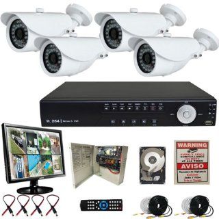 Evertech 4CH H.264 Video Compression format CCTV Surveillance Security DVR Camera System with 4 Sony Super HAD White Color 700TVL CCD Bullet Cameras 2TB HDD LCD Monitor  Camera & Photo