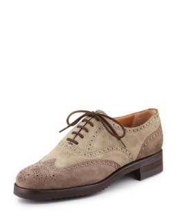 Two Tone Perforated Wing Tip, Taupe/Gray   Gravati   Gray/Taupe (8 1/2B)