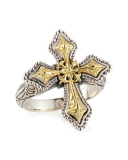 Engraved Sterling Silver & Gold Cross Ring   Konstantino   Silver gold (7)