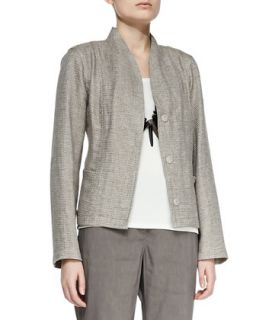 Womens Organic Basketweave 3 Button Jacket, Petite   Eileen Fisher   Taupe