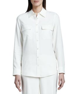 Safari Long Sleeve Silk Shirt, Womens   Go Silk   Ivory (2X (20 22W))