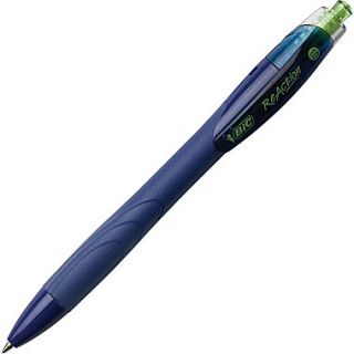 BIC ECOlutions™ ReAction Retractable Ballpoint Pens, Medium Point, Blue, Dozen
