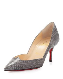 Malachic Pointed Snakeskin Red Sole Pump, Gray   Christian Louboutin   Gray (8