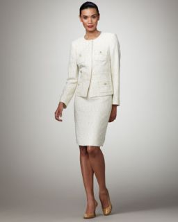 Womens Tweed Skirt Suit   Albert Nipon   Soft white (4)