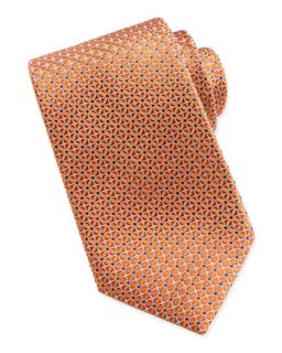 Mens Mix Square Pattern Silk Tie, Orange   Brioni   Orange