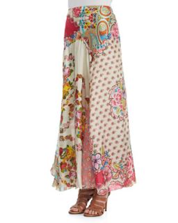 Georgette Mixed Floral Print Maxi Skirt, Womens   Johnny Was   Multi (1X