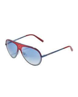 Mens Metal Aviator Sunglasses, Red/Blue   Dsquared2   Red