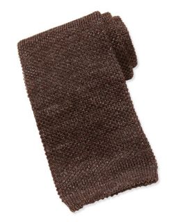 Mens Wool/Silk Knit Tie, Brown   Isaia   Brown