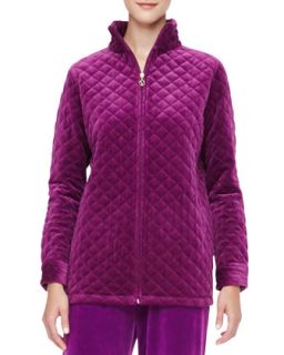 Womens Quilted Velour Jacket   Joan Vass   Deep purple (1 (6/8))