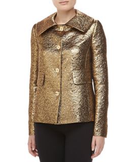 Womens Pebbled Brocade Jacket, Gold   Michael Kors   Gold (6)
