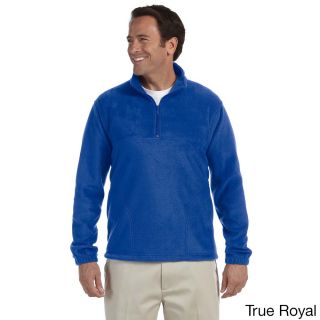 Harriton Mens Quarter zip 8 ounce Fleece Pullover Blue Size 2XL