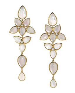 Mariposa 18k Gold Long Milky Quartz Chandelier Earrings   Elizabeth Showers  