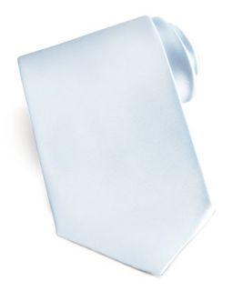 Mens Solid Satin Tie, Light Blue   Brioni   Blue