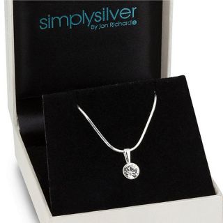 Simply Silver Online exclusive round pendant necklace made with SWAROVSKI ELEMENTS