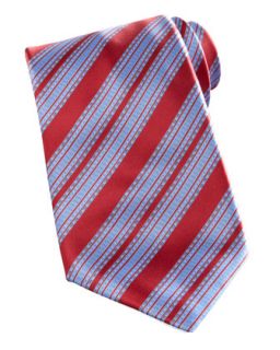 Mens Wide Stripe Silk Tie, Red/Blue   Stefano Ricci   Red/Blue