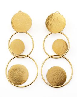 Hammered Gold Circle Drop Earrings   Herve Van Der Straeten   Gold