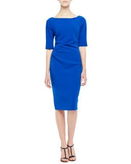 Womens 3/4 Sleeve Ruched Dress, Cobalt   Lela Rose   Cobalt (14)