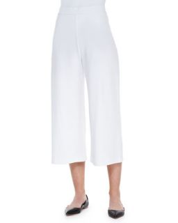 Womens Knit Cropped Wide Leg Pants, Petite   Joan Vass   Bright white (3P
