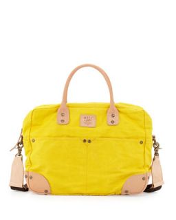 Mens Cotton Canvas Flight Bag, Yellow   Will Leather Goods   Yellow