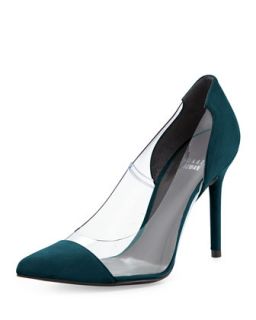 Onview PVC/Suede Pointed Toe Pump, Caribe (Made to Order)   Stuart Weitzman  