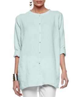 Organic Linen Long Sleeve Tunic, Womens   Eileen Fisher   Aurora (lt mint) (1X