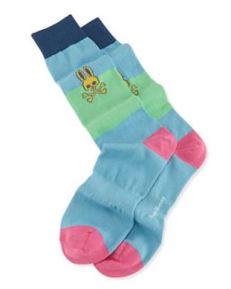 Mens Colorblock Knit Socks, Light Blue   Psycho Bunny   Lt blue
