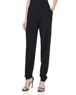 Womens Pleated Front Tapered Leg Trousers   Halston Heritage   Black (4)