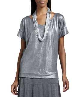 Drapey Metallic Necklace   Eileen Fisher   Silver (ONE SIZE)