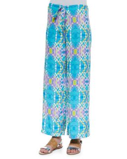 Womens Max Printed Wide Leg Pants   Alice & Trixie   Turquoise (LARGE)