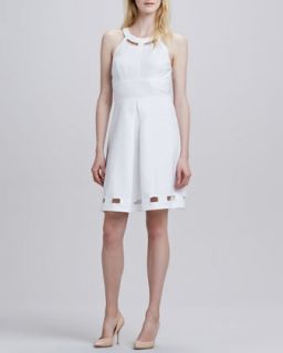Womens Halter Cutout Flare Dress   Laundry by Shelli Segal   Optic white (10)