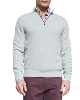 Mens Quarter Zip Pullover Sweater, Dark Gray   Ermenegildo Zegna   Dark gray