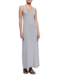 Womens Striped Slub Sleeveless Maxi Dress, Heather Gray   Vince   H.