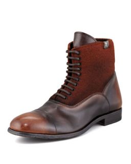 Mens Leather & Wool Lace Up Boot, Brown   7 For All Mankind   Brown (9.0D)