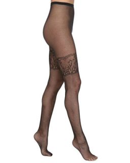 Womens Lace Border Fishnet Tights by Pretty Polly   Alice + Olivia   Black