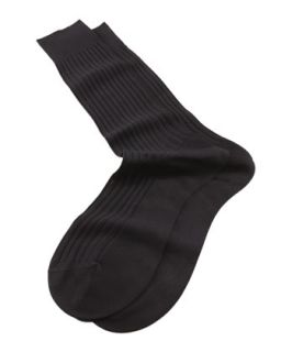 Mens Mid Calf Stretch Lisle Dress Socks   Pantherella   Black