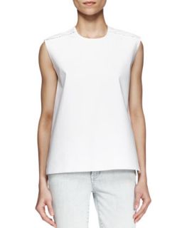 Womens Structured Poplin Zip Top   Helmut Lang   Optic white (SMALL)