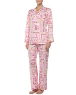 Womens Cube Print Notch Pajama, Hot Pink   Natori   Hot pink (XX LARGE/20)