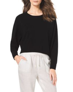 Womens Cropped Cashmere Sweater   MICHAEL Michael Kors   Black (LARGE)