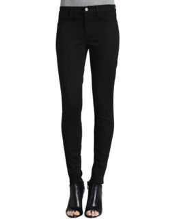 Womens Luxe Sateen Skinny Jeans, Black   J Brand Jeans   Black (30)