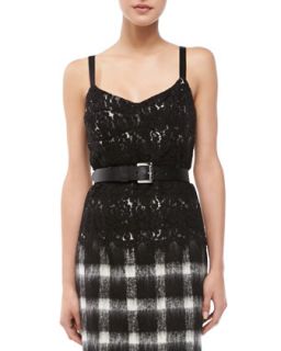 Womens Two Tone Lace Sleeveless Bustier   Michael Kors   Black/Ivory (2)