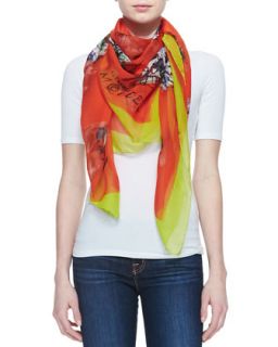 Graffiti MS Shawl, Red/Yellow   Alexander McQueen   Red/Yellow (ONE SIZE)