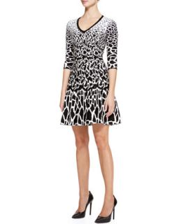 Womens Giraffe Print Full Skirt Dress   Roberto Cavalli   Black/White (46/10)